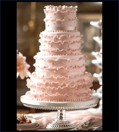 Ruffled Subtle Gradient Wedding Cake