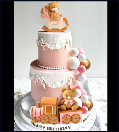 Happy Teddy Drape Cake
